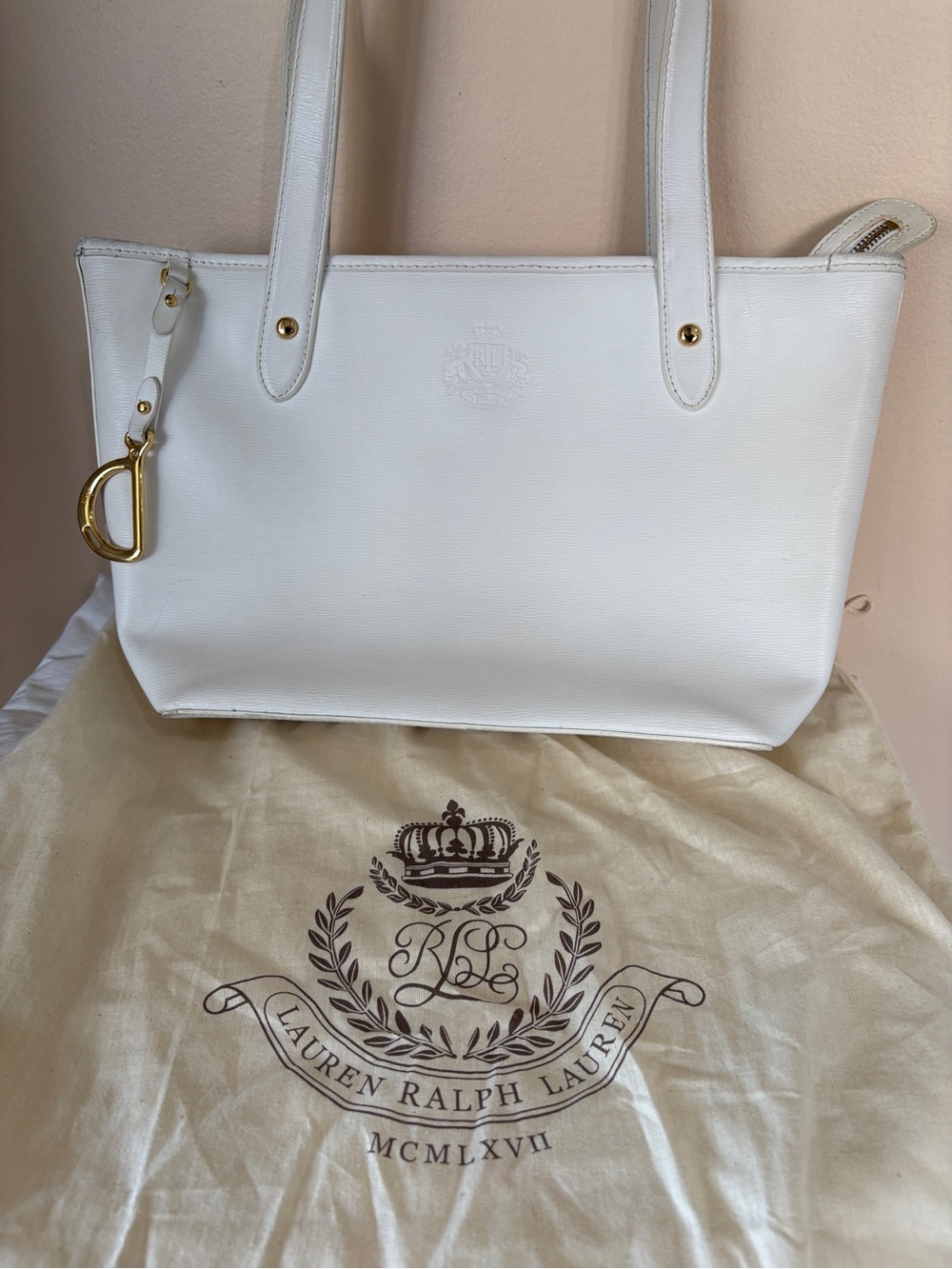 Ralph Lauren White Leather Bag